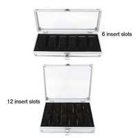 Caja de aluminio con 12 ranuras para relojes, caja de almacenamiento para exhibición de joyas, caja cuadrada de ante, contenedor interior, ataúd para reloj, 1 ud.