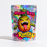 Sachet Mylar personnalisé imprimé 3,5g, design holographique, qualité alimentaire, pour bonbons aux fruits, anti-odeur, à fond plat