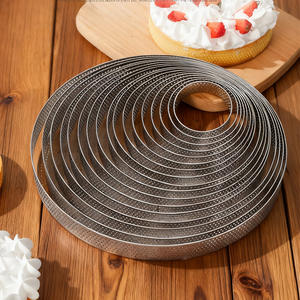 พิมพ์มูสสแตนเลสแบบใช้แล้วทิ้ง ทรงกลม มีรู ดีไซน์แบบเฟรนช์ทาวเวอร์ ใช้กับเตาอบได้ สำหรับทำเค้ก ทาร์ต ขนมข้าว - Product Image 3