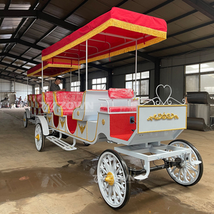 รถม้าชมวิวไฟฟ้าสไตล์ยุโรป หลังคาพู่สีแดง หลายที่นั่ง สำหรับงานแต่งงานชมวิว - Product Image 5