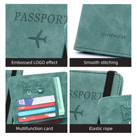 Porte-passeport personnalisé, imperméable, bloquant les RFID, en PU bleu clair, avec étui et housse