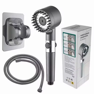 Vente en gros de pommeau de douche à main à trois fonctions en un clic <span class=keywords><strong>filtre</strong></span> à <span class=keywords><strong>eau</strong></span> d'arrêt avec support de tuyau en coton PP boîte de couleur ensemble de douche salle de bain - Product Image 1
