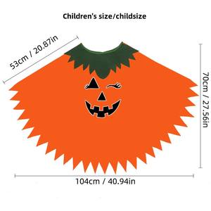 Glow-in-the-Dark Pumpkin Cape Shawl Hat Set para adultos <span class=keywords><strong>y</strong></span> niños Disfraz de Halloween para fiestas <span class=keywords><strong>y</strong></span> eventos escolares - Product Image 2