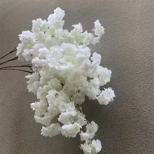 L-103 Wedding Decoration Table Flower Artificial Silk Pure White Branches Cherry Blossom For Tree