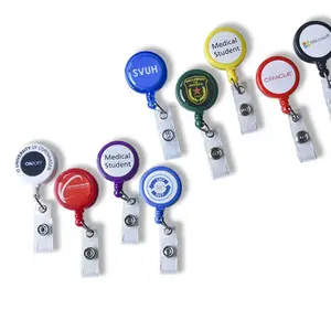Bestom Porte-clés à bobine rétractable avec logo époxy rond de 32mm Bobine d'insigne personnalisée avec sangle en vinyle Accessoires d'infirmière