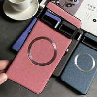 Étui de charge sans fil magnétique d'affaires de luxe pour Google Pixel 9 9Pro 6 7 8 Pro 6XL 5A 6A 8A couverture mince en cuir de lin