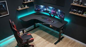 L-Shaped Electric Standing <b>Desk</b> Corner Sit Stand Workstation <b>Large</b> Gaming <b>Desk</b> with Dual Monitor Support Right Left Configurable - Product Image 3
