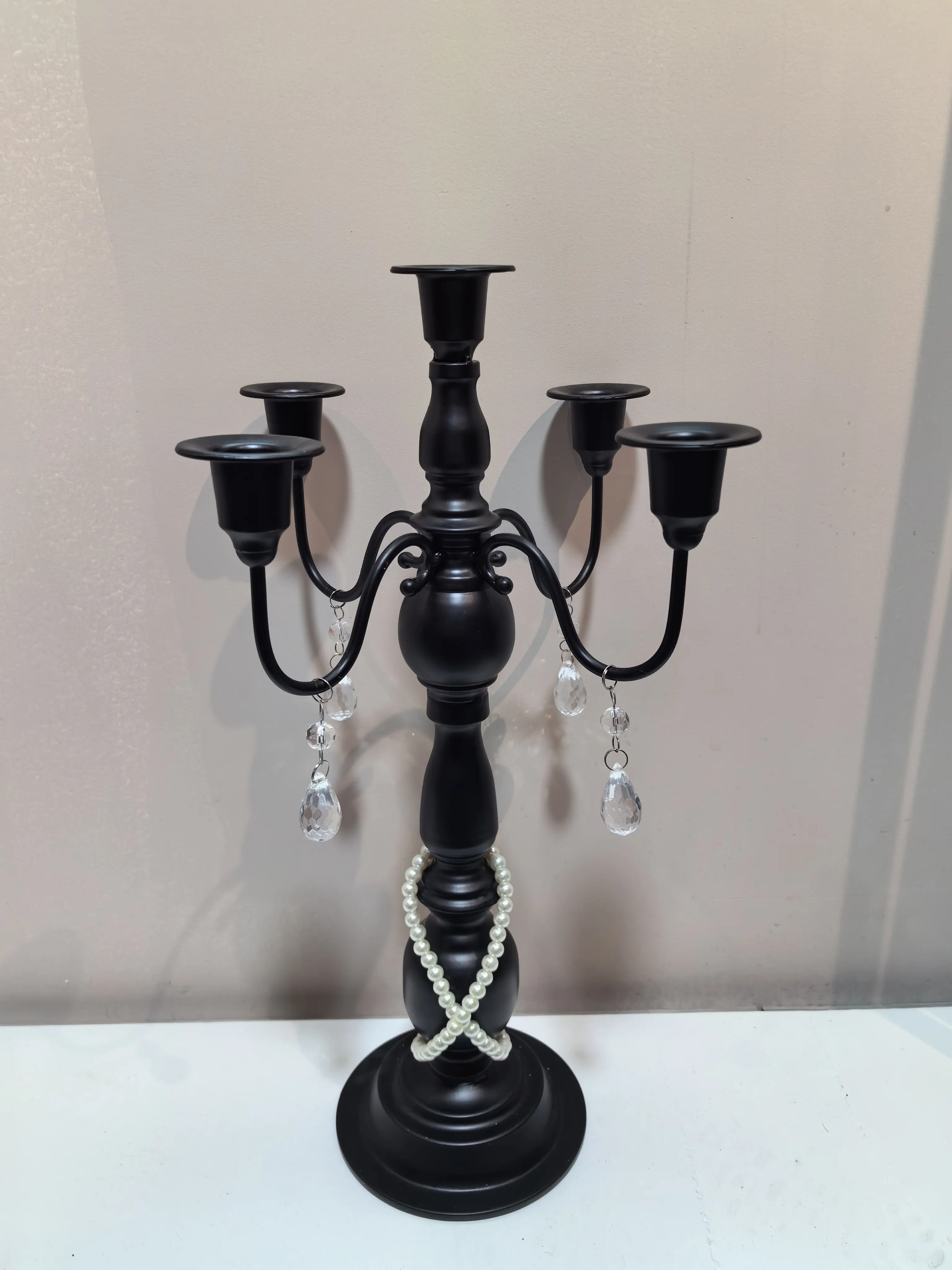 Supplier Black Candelabra Centerpieces Frosted Minimalist Function Metal Candlestick
