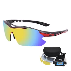 户外太阳镜UV400太阳镜可互换镜片偏光摩托车骑行护目镜