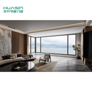 Puertas y Ventanas de Aluminio Personalizadas para Almacenes con Drenaje Oculto Ultraestrecho de la Marca Huasin en China - Product Image 1