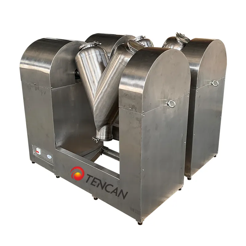 الخلاط الصناعي الصغير Tencan V-50 من النوع V للخبز العشبي، معدات خلط مسحوق الغسيل