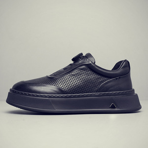 White Pu <b>Platform</b> Sneakers Round Toe Lace-Up Cushioned EVA Midsole Rubber Outsole All Seasons - Product Image 4