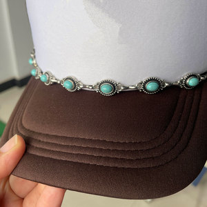 2024 nouveau à la mode amovible Western Turquoise pierre charme camionneur chapeau chaîne bohème Cowboy Turquoise camionneur chapeau chaînes - Product Image 3