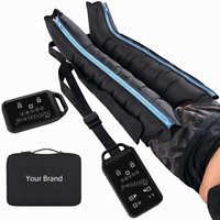 Masseur de jambes à compression d'air numérique (non LCD) avec télécommande, bottes de récupération à 6 chambres, zones D1-D6, 23 niveaux, 30-250 mmHg, 5 modes, minuterie