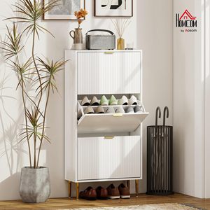 SENYU Meuble à chaussures autoportant moderne avec 2 tiroirs, rangement gain de place pour entrée, mobilier de maison, design minimaliste, bois blanc - Product Image 5
