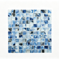 Centurymosaic Mosaïque de piscine personnalisée en verre cristal bleu, mosaïque jet d'encre carrée et en briques pour piscine et ligne d'eau