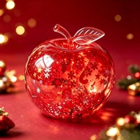 Nouvel ensemble de pommes de Noël irisées souples, scintillantes, effet verre, en TPR, couleur sucre de malt, transparentes, anti-stress, 6*7cm