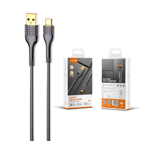 LDNIO LS651 kabel Data USB Tipe C pengisian daya cepat, kabel Data PVC 2,4 A warna emas 1m