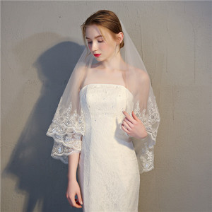 2020 nuovo lusso doppi strati Tulle veli da sposa con pettine squisita paillettes bordo pizzo fiore veli da sposa per le donne - Product Image 5