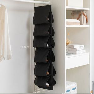 None Woven <b>Wardrobe</b> 6 Layers Hanging <b>Storage</b> Bag Home Organizer <b>Shoes</b> <b>Storage</b> - Product Image 3