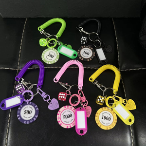 พวงกุญแจลวดสปริงหลากสีมีหลายองค์ประกอบนำโชคกระเป๋าเป้สะพายหลังของขวัญคู่รัก - Product Image 3