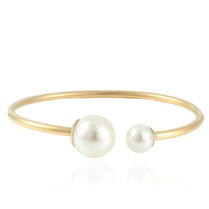 Pearl <b>Bracelet</b> Gold Tone Open Bangle With AA Grade Pearls For Women Everyday Wear - Product Image 1