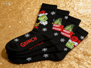 Chaussettes de dessin animé de première qualité, nouveau design, baleine, antidérapantes, respirantes, en coton, chaussettes de Noël, chaussettes folles - Product Image 2