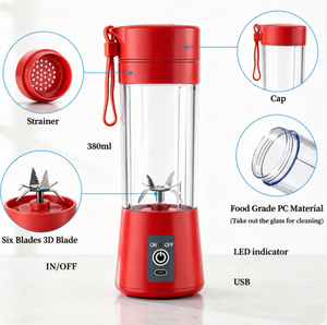 Cheap Factory Direct Custom Logo 380ml Portable Blender Fresh Juicer Mixeur Machine with 6 Sharp Blades for Home Outdoor Use - Product Image 6