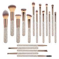 Professionnel personnalisé 18 pièces strass luxe maquillage pinceau ensemble poudre libre Blush ombre à paupières correcteur applicateur outils de beauté