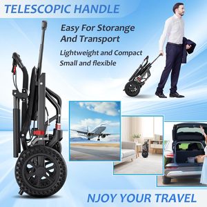 Silla de ruedas <span class=keywords><strong>manual</strong></span> ligera plegable de aluminio negro de la mejor calidad para discapacitados y ancianos - Product Image 5