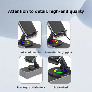 4-Trong-1 Sáng Máy Tính Bảng Di Động Điện Thoại Thông Minh Chủ 360 Xoay <span class=keywords><strong>Mini</strong></span> Xách Tay Không Dây Màu Xanh-Răng Có Thể Gập Lại Bàn Loa Âm Thanh Đứng - Product Image 5