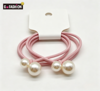 Lot de 2 Élastiques à Cheveux Élégants en Fausse Perle, Attaches-queue de Cheval en Caoutchouc pour Femmes, Accessoires Capillaires Mignons avec Emballage Carte en Papier