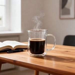 Tasse en <span class=keywords><strong>verre</strong></span> à café isolée contre la chaleur et le froid Tasse à <span class=keywords><strong>double</strong></span> <span class=keywords><strong>paroi</strong></span> <span class=keywords><strong>Verre</strong></span> à <span class=keywords><strong>double</strong></span> <span class=keywords><strong>paroi</strong></span> avec poignée - Product Image 1