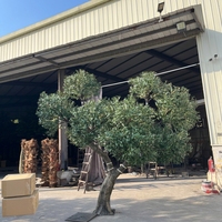 Vente en gros de grands oliviers artificiels verts finis, décorations d'arbres en fibre de verre, plantes d'olivier artificielles réalistes en stock