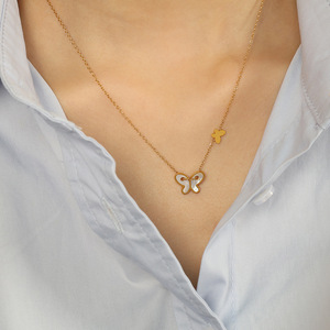 Collier pendentif papillon en alliage de Zinc doré, chaîne de clavicule, bijoux cadeau pour femmes XL368 - Product Image 3