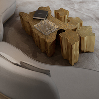 Ensemble de tables basses Inspired Accent en laiton poli, design inspiré de la nature, style contemporain et moderne, meubles de salon