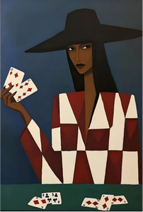 Lienzo con Diseño Geométrico <span class=keywords><strong>de</strong></span> Mujer Jugando al Póker, <span class=keywords><strong>Arte</strong></span> Abstracto Moderno, Decoración Elegante para Pared del Hogar - Product Image 2