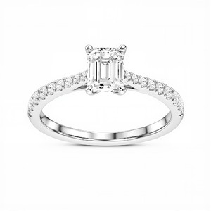 Bague de fiançailles pour femme en argent sterling 925, or rose 10K, 14K, 18K avec diamant de laboratoire rond de 1,29 ct et diamant taille émeraude de 1,00 ct - Product Image 6