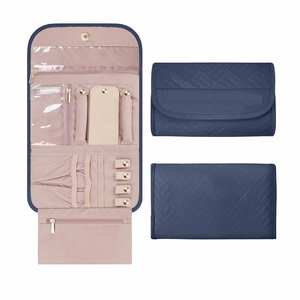Luxury Foldable Jewelry <b>Travel</b> Organizer Rings Earrings Necklaces <b>Bracelets</b> Storage Roll Bag - Product Image 1