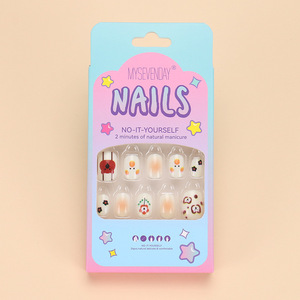 เล็บปลอมสำหรับเด็กสวมใส่ได้สติกเกอร์การ์ตูนน่ารักๆสำหรับฤดูร้อนถอดออกได้ปลายเล็บปลอมรูปหมีดอกไม้ - Product Image 4