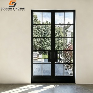 Porte double en verre français moderne GS avec cadre en aluminium pour terrasse extérieure - Product Image 4