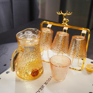 Logo personnalisé Ensemble de cruches à eau en verre 1,5 L Collection de bouilloires 5 pièces avec couvercle et poignée pour verres ou cadeaux - Product Image 3