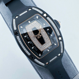 Reloj automático de cerámica negra con diamantes de alta calidad estilo RM 07-01 para mujer con correa de caucho - Product Image 2