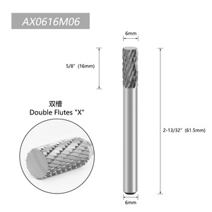Fraise rotative cylindrique en carbure Yueqing Laiwei 6 mm x 16 mm à double denture pour machine de gravure - Product Image 1