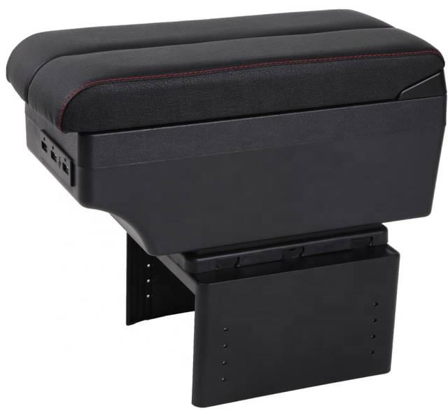 2023 Universal Black color Pu leather 7 USB Design double slide Car Armrest box for all car