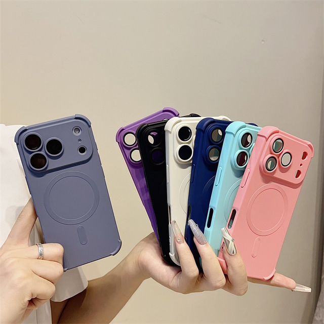 Premium Bumper Shockproof Wireless Charging Magnetic Case for iPhone 17 Air 16 15 14 13 12 Pro Max Soft Silicone Armor Cover