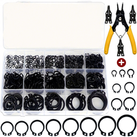 456 Pcs Boxed Manganese Steel Shaft Retaining Rings C-type External Snap Open-type Elastic Widened Yellow GB894.1 980 MPa