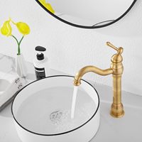 Robinet de lavabo de salle de bain en céramique moderne en laiton antique, poignée unique, un trou avec drain escamotable