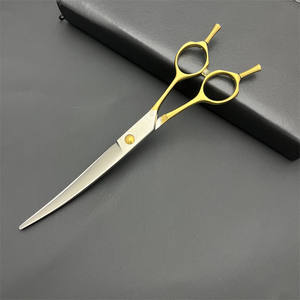 Tijeras de peluquería para mascotas My-7, 7 pulgadas, curvadas, de acero inoxidable, mango dorado, acabado mate, para cortar el pelo de perros - Product Image 5