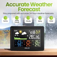 BALDR Station météo domestique thermomètre intérieur/extérieur sans fil 3 capteurs à distance réveil atomique rétro-éclairage moniteur d'humidité